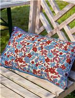 LAND & SHORE Pure Cotton Floral Outdoor Cushion Blue Mix