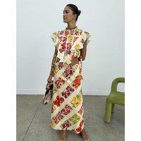 Never Fully Dressed Printed Maxi Utility Skirt Cream