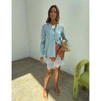 Never Fully Dressed Lyocell Rich Collared Blouson Sleeve Shirt Blue