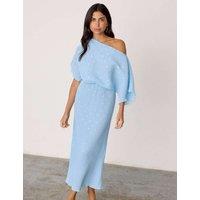 Never Fully Dressed Sparkly One Shoulder Midaxi Waisted Dress Blue Mix