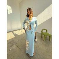 Never Fully Dressed Printed Sol Midaxi Slip Skirt Blue Mix