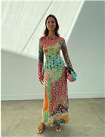 Never Fully Dressed Mesh Printed Midaxi Column Dress Multi