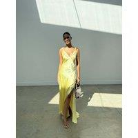 Never Fully Dressed V-Neck Maxi Slip Dress Lemon