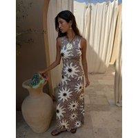 Never Fully Dressed Ribbed Printed Maxi Skirt Chocolate