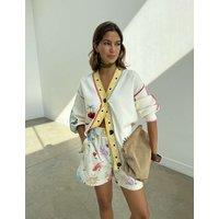 Never Fully Dressed Appliqu Embroidered V-Neck Cardigan Cream Mix