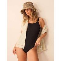 ACCESSORIZE Crinkle Ring Detail Square Neck Swimsuit Black