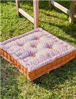 LAND & SHORE Pure Cotton Patterned Outdoor Cushion Blue Mix