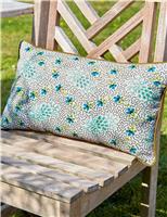 LAND & SHORE Pure Cotton Floral Outdoor Cushion Blue Mix