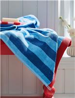 LAND & SHORE Pure Cotton Shore Stripe Towel Blue