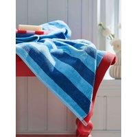 LAND & SHORE Pure Cotton Shore Stripe Towel Blue