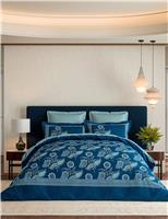 V&A Pure Cotton Eastern Bloom Bedding Set Indigo Mix