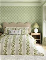 Sanderson Pure Cotton Cobnut Stripe Bedding Set Green