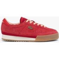Lacoste Suede Lace Up Trainers Red Mix