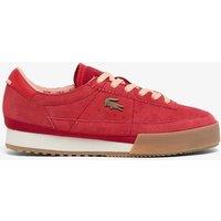 Lacoste Suede Lace Up Trainers Red Mix