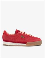 Lacoste Suede Lace Up Trainers Red Mix