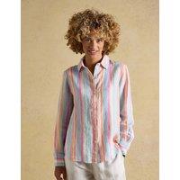 Joules Pure Linen Striped Collared Shirt Multi