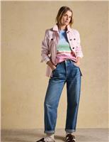 Pure Cotton Striped Slash Neck Top