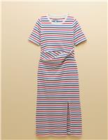 Pure Cotton Jersey Striped Midi T-Shirt Dress