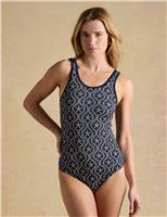 Printed Cut Out Scoop Neck Swimsuit