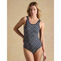 Joules Printed Cut Out Scoop Neck Swimsuit Navy Mix