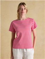 Joules Pure Cotton Striped Slash Neck Top Blue Mix