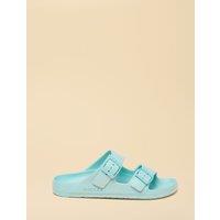 Joules Double Strap Buckle Sliders Light Blue