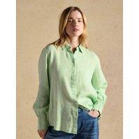 Joules Pure Linen Collared Button Through Shirt Green