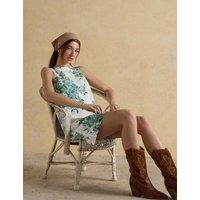 Joules Linen Blend Floral Mini Shift Dress Blue Mix