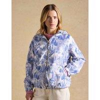 Joules Printed Hooded Packaway Waterproof Raincoat Cream Mix