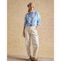 Joules Pure Linen Collared Button Through Shirt Blue