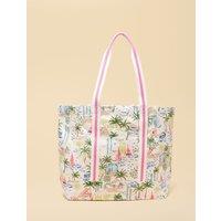 Joules Pure Cotton Printed Tote Bag Green Mix