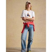Joules Pure Cotton Fox Graphic T-Shirt White Mix