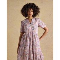 Joules Pure Cotton Ditsy Floral Tiered Dress Multi