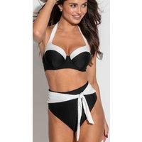 Pour Moi Acapulco Textured Halterneck Underwired Padded Bikini Top White/Black