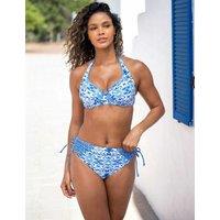 Pour Moi St Lucia Floral Wired Halterneck Bikini Top Blue Mix