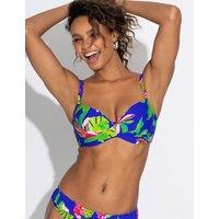 Pour Moi Free Spirit Printed Twist Front Bikini Top (B-G) Blue Mix