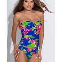 Pour Moi Santa Monica Tummy Control Bandeau Tankini Top Blue Mix