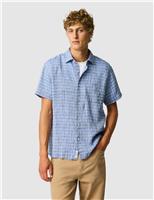 Rodd & Gunn Croftview Linen Rich Checked Shirt Dark Navy Mix