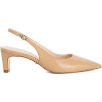 Dune London Wide Fit Leather Buckle Slingback Shoes Camel