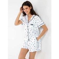 Pour Moi Pure Cotton Shell Print Revere Shortie Set White Mix