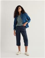 Seasalt Cornwall Pure Linen Straight Leg Cropped Trousers Navy