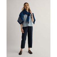 Seasalt Cornwall Pure Linen Drawstring Ankle Grazer Trousers Navy