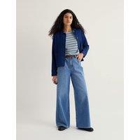 Seasalt Cornwall Pure Cotton Striped Slash Neck Top Blue Mix