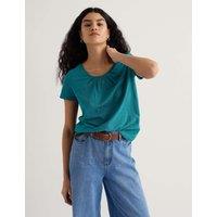 Seasalt Cornwall Pure Cotton Scoop Neck Relaxed T-Shirt Teal
