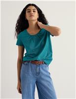 Seasalt Cornwall Pure Cotton Scoop Neck Relaxed T-Shirt Teal