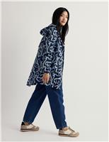 Geometric Waterproof Hooded Packaway Raincoat