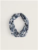 Modal Rich Woven Floral Snood with Linen
