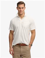 Superdry & Co Slim Fit Cotton Rich Polo Shirt with Linen Light Green