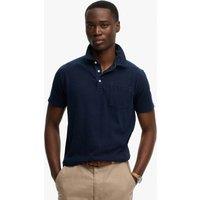 Superdry & Co Slim Fit Cotton Rich Polo Shirt with Linen Navy