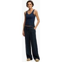 Superdry & Co Pure Linen Low Rise Wide Leg Trousers Navy